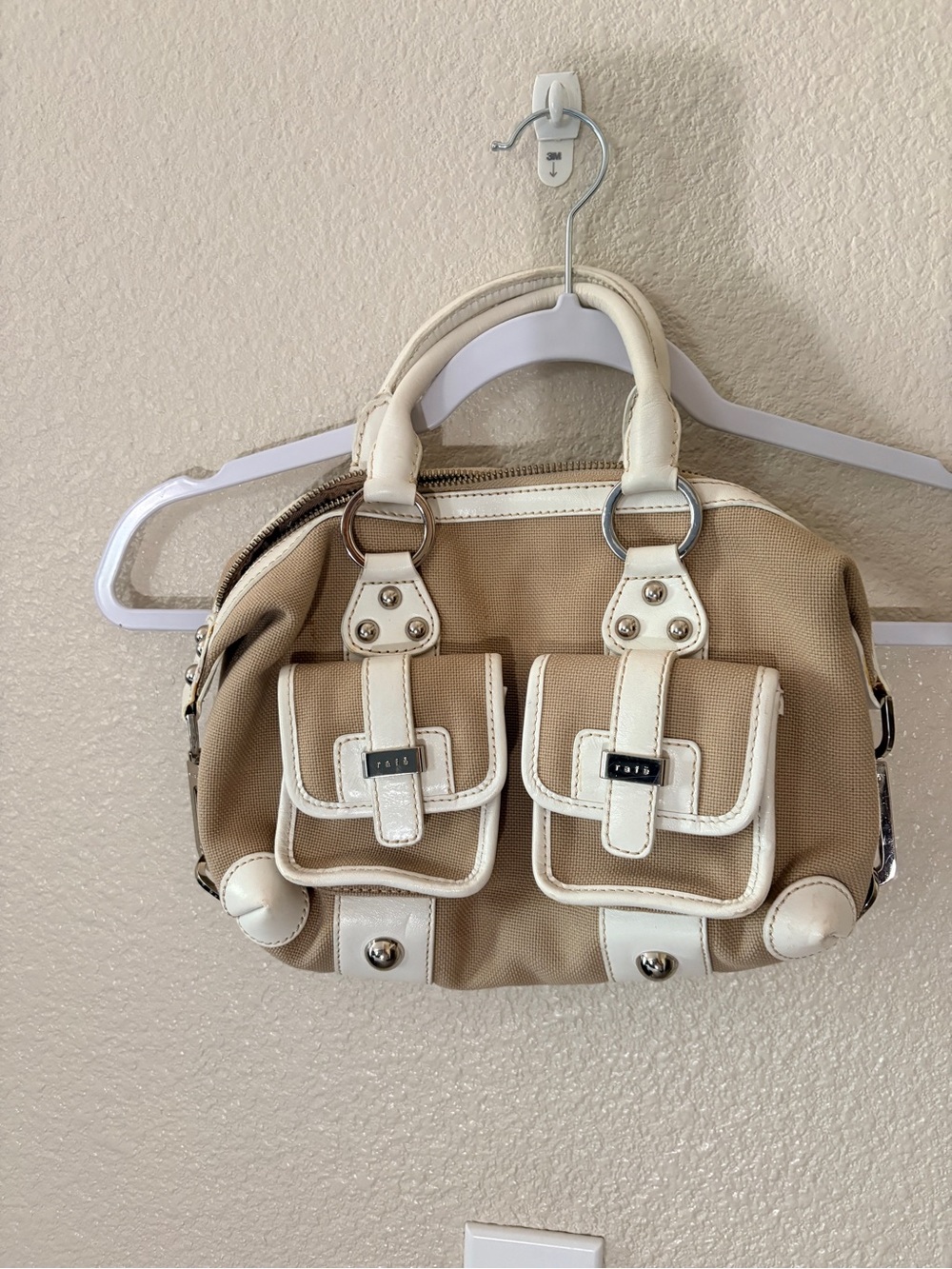 Rafē Beige and Cream Satchel Handbag